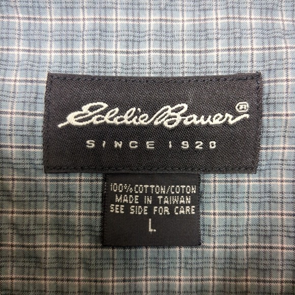Eddie Bauer Mens Large Plaid‎ Short Sleeve Button Down Shirt 100% Cotton Casual - Picture 6 of 8